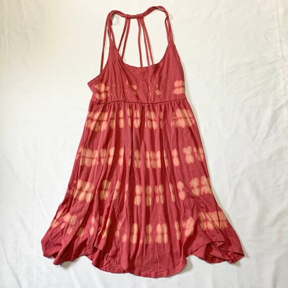 VTG Y2K 2000s Roxy Pink Summer Mini Sun Dress Size XL Beach Asymmetrical - Picture 1 of 7